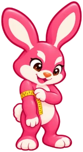 The bunny wrapping the tape around its relaxed upper arm.