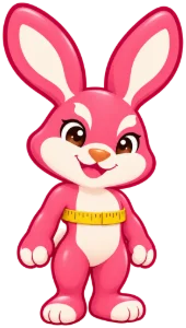 The bunny with the tape level around its chest, arms down.