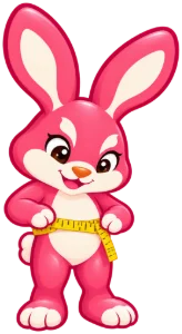The bunny measuring its waist at belly-button height.